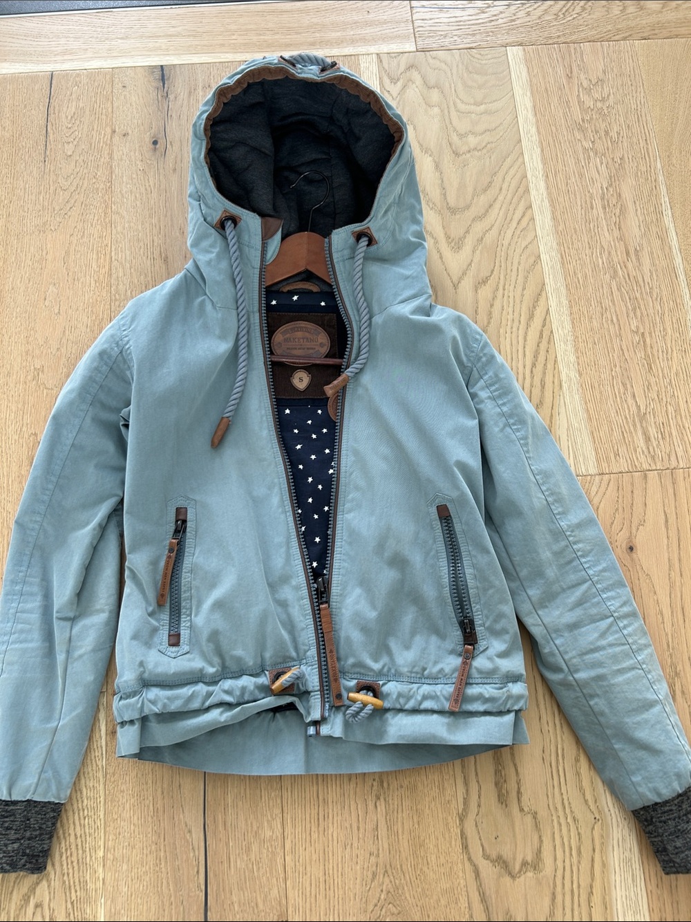 Naketano Light Sage Hooded Jacket with Rope-Toggle Accents